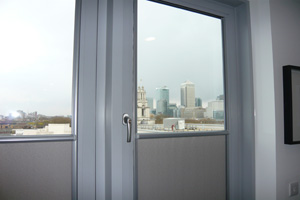 Nano blinds installed in a new apartment overlooking Canary Wharf in Doclands, East London