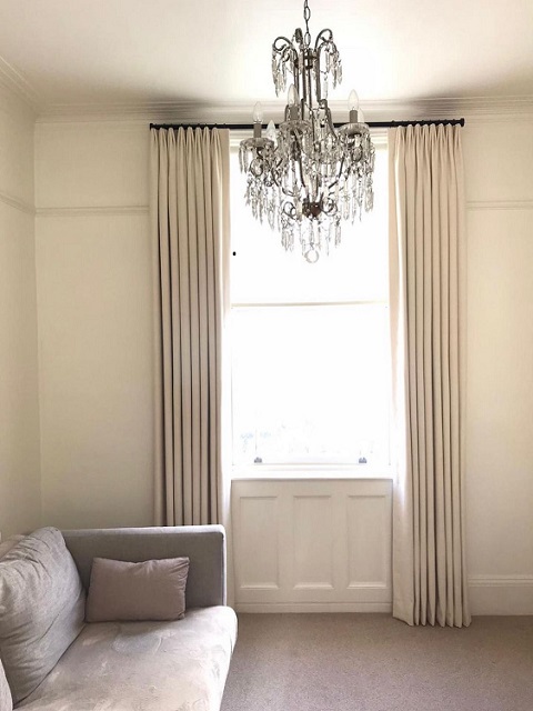 Euro pleat curtains a stunning contemporary look to this elegant Georgian window in North London