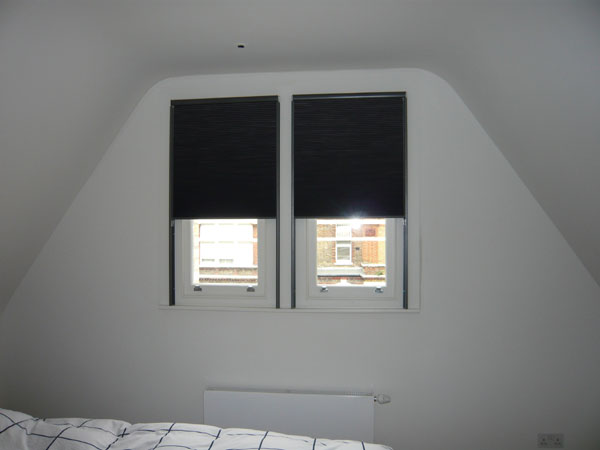duette blinds with side channels half lowered
