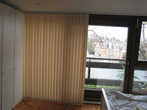 Vertical blind with Left-Hand Stack and Right-Hand control installed in Highgate North London