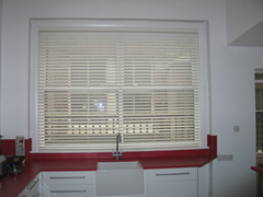 50mm white woodslat in kitchen Muswell Hill
