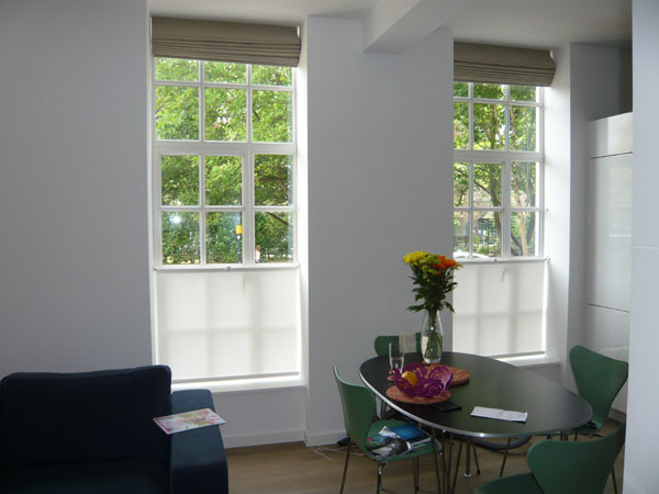 bottom up roller blinds with two height settings at the lower height