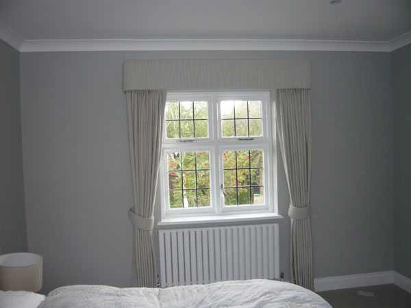Curtains tiebacks and pelmet in Jane Churchill Gilpin Stripe