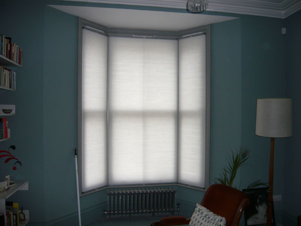 top down bottom up duette blinds covering North London bay window
