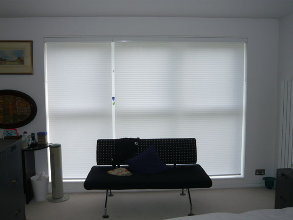 Luxaflex Facette Shades lowered in translucent position