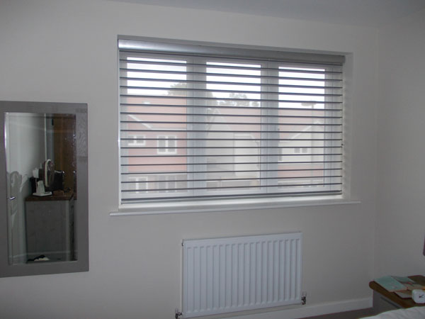 Luxaflex Bon Soir Silhouette shade lowered for privacy