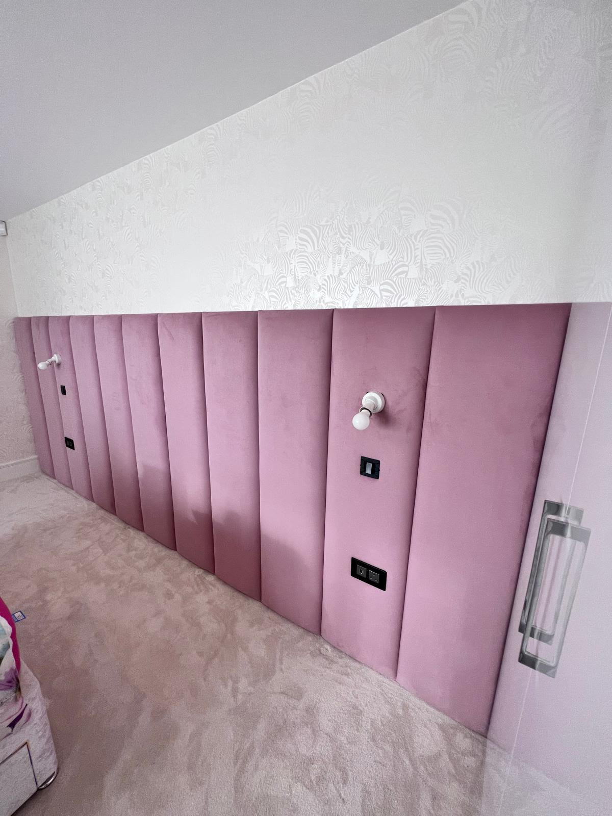 Wall-to-Wall Headboard with integral lighting and switches fitted in North London