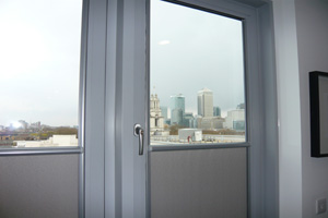 Nano blinds installed in a new apartment overlooking Canary Wharf in Doclands, East London
