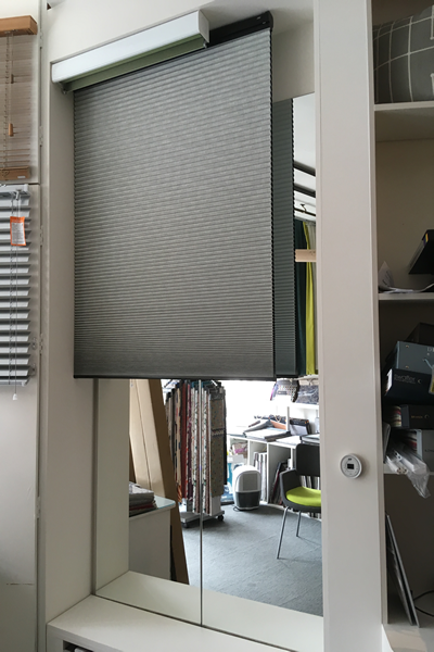 Luxaflex PowerView Duette Blind lowered halfway