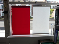 shop display of bottom up blinds showing different systems Highgate
