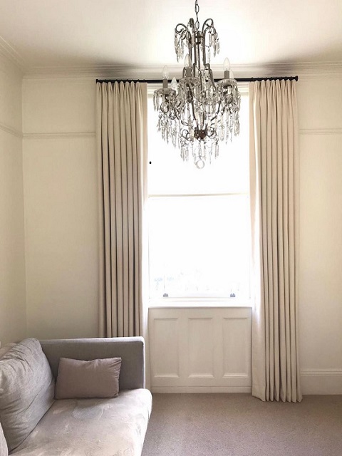 Euro pleat curtains at this North London Georgian window