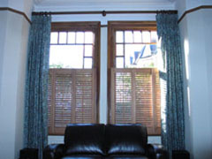 Cedarwood shutters, romo fabric Hornsey