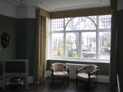 Curtains with flat pelmet - sometimes called a box pelmet installed in East London