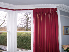 Pinch pleat curtain on covered fascia or covered lath Stamford Hill