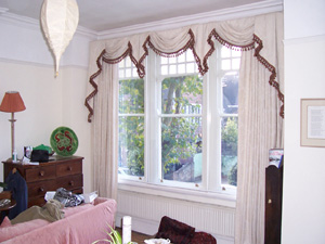 Curtains with swags and tails and jabots Muswell Hill