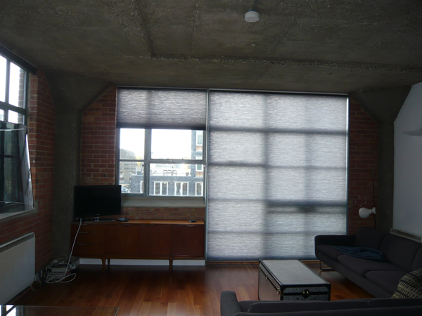 Luxaflex Duette blinds for a loft apartment in Central London Docklands