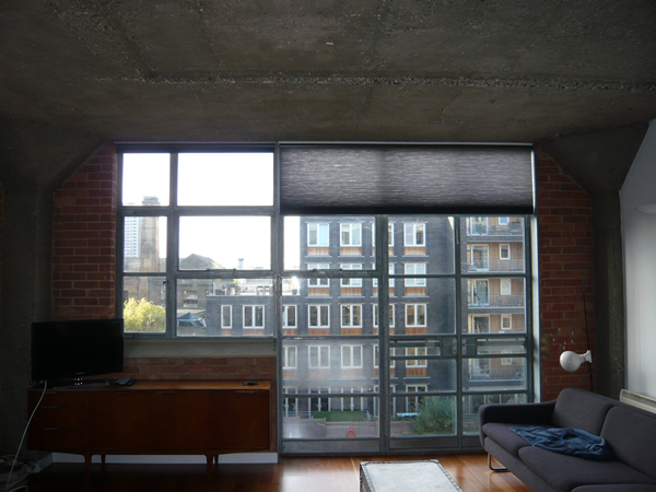 Luxaflex Duette blinds for a loft apartment in Central London Docklands