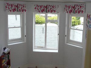 Marimekko lumimarja roman blinds transform this kitchen Stroud Green