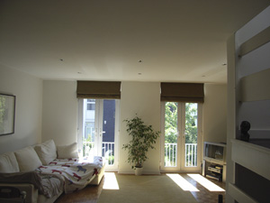 roman blinds on tall patio doors Swiss Cottage