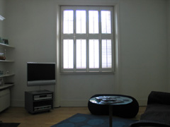 Wood shutters with 47mm louvres, tier on tier Kentish Town