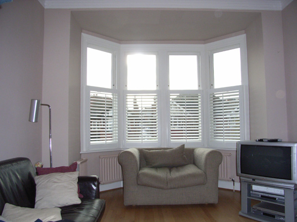 Plantation Shutters with 63mm louvres installed in East London