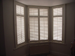 MDF shutters with 63mm louvres in silk white Finsbury Park