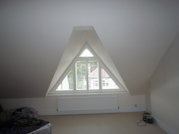 63mm silk white triangular shaped shutters 