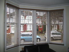 50mm auburn wooden venetian blinds fitted in Palmers Green, North London
