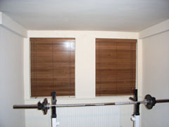 A pair of 50mm wood slat venetians Crouch End