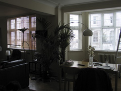 halfway through replacing 25mm brown slatted blinds with 50mm white slats Swiss Cottage