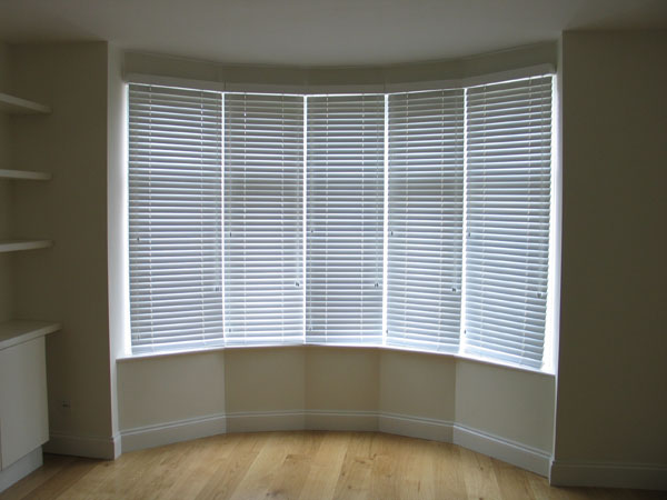 50mm white woodslats in bay window 